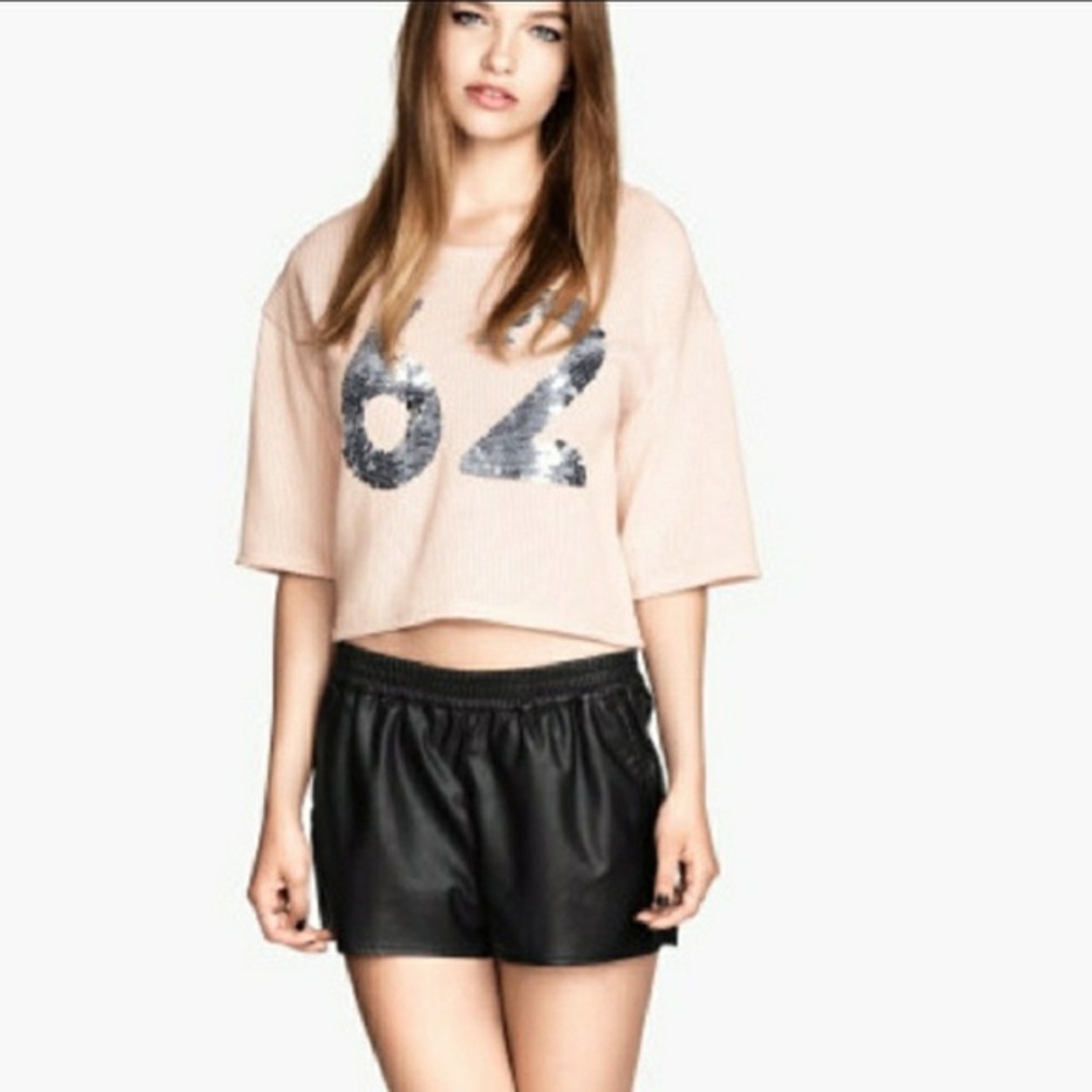 H&M faux leather shorts